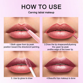 Model applying Kaely Mauve Metallic Lipstick
