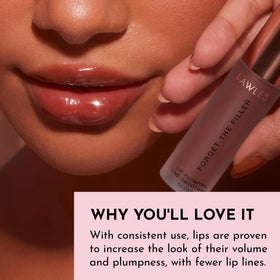 Model applying LAWLESS Forget The Filler Lip Plumper Gloss