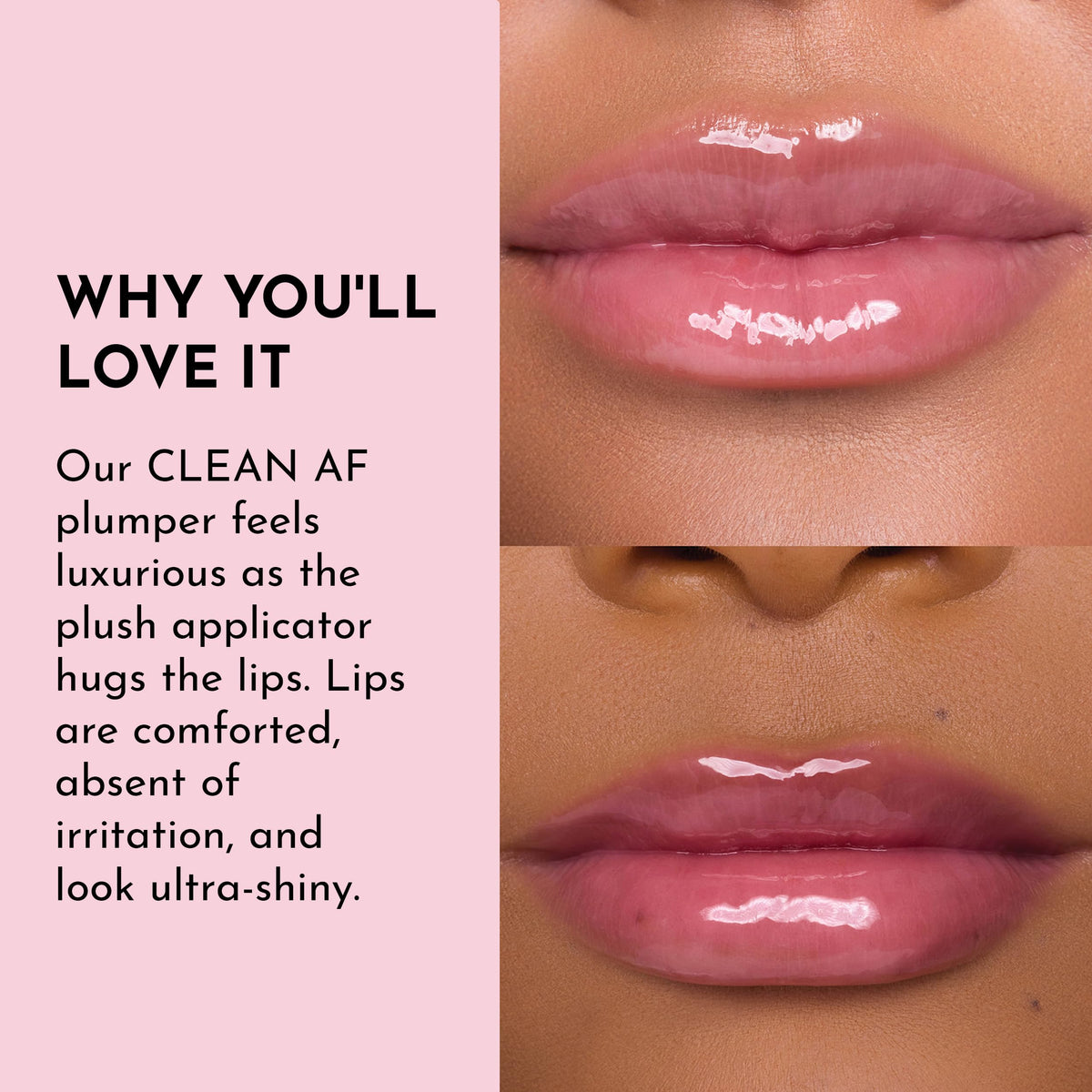 Model applying Lawless Lip Plumping Gloss Strawberry Popsicle