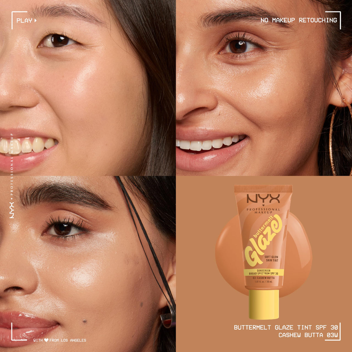 Model applying NYX Buttermelt Glaze Skin Tint on face