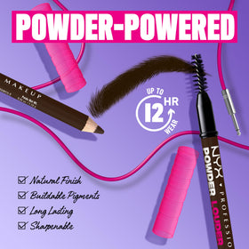 Model applying NYX eyebrow pencil