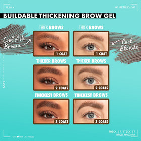 Model applying NYX Thick It Stick It Brow Mascara in Taupe
