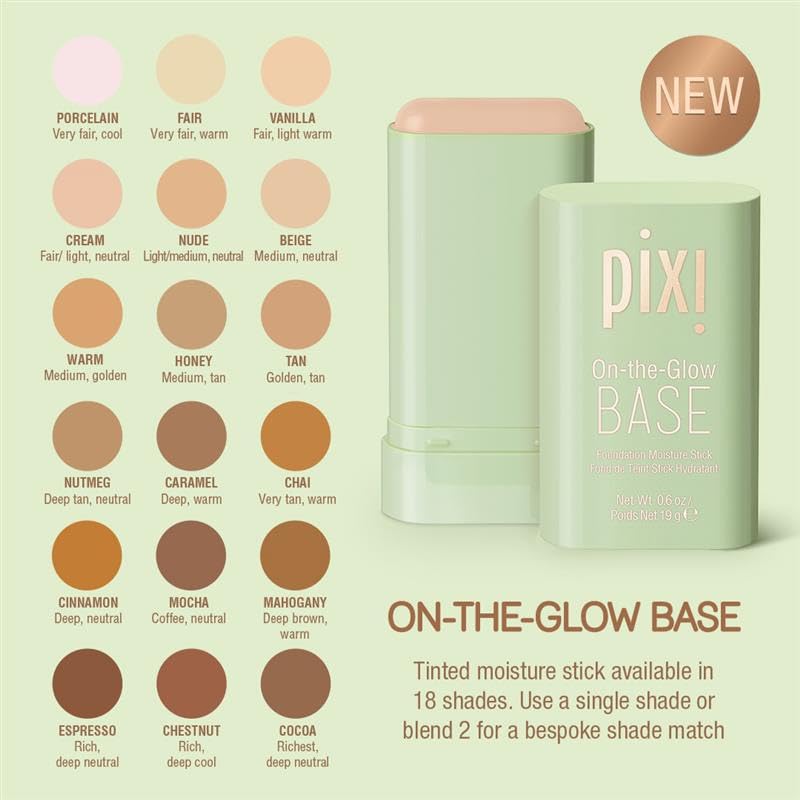 Model applying Pixi On-the-Glow Base Tinted Moisturizer Stick