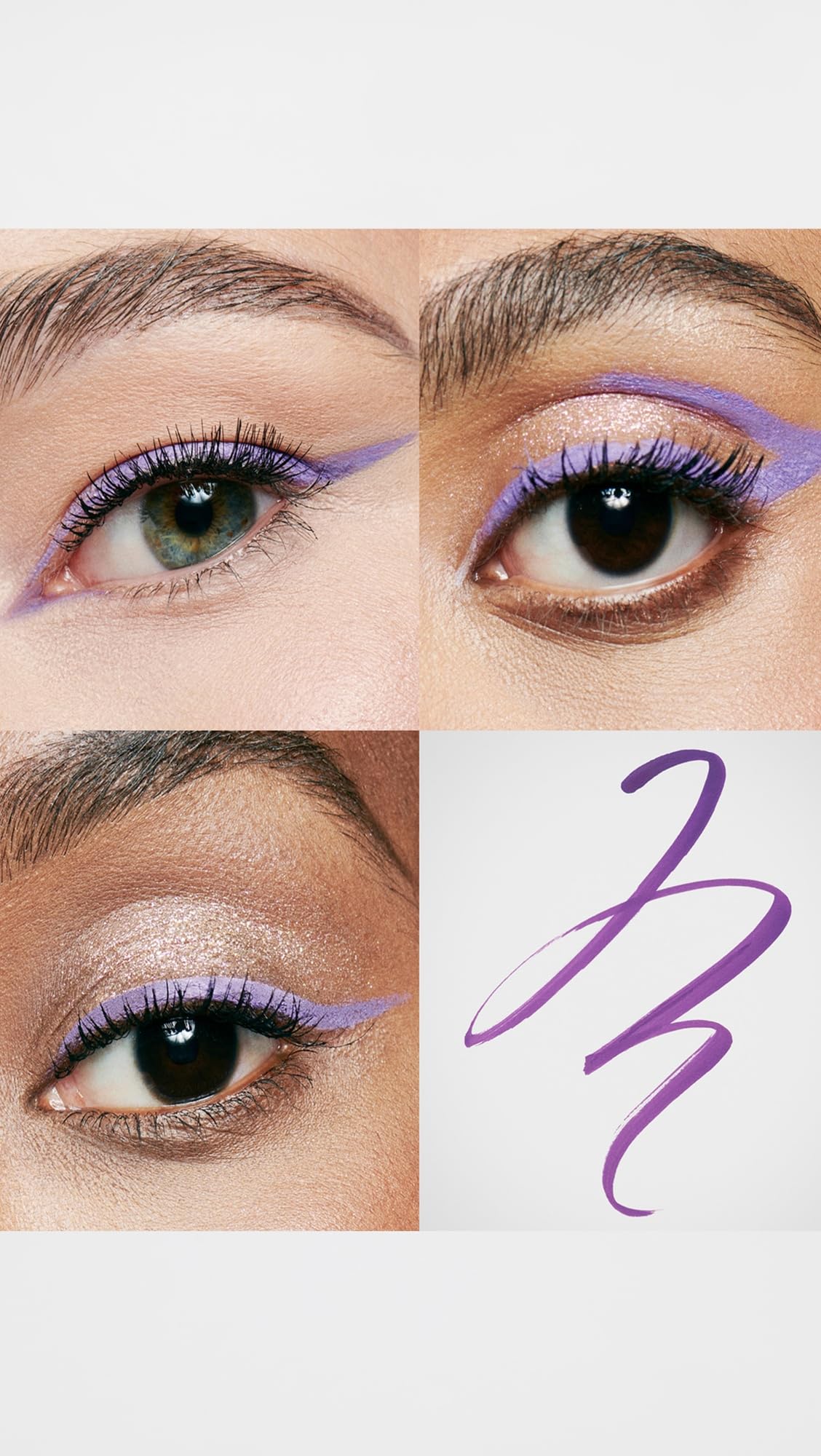 model applying stila Waterproof Liquid Eyeliner Violet Haze