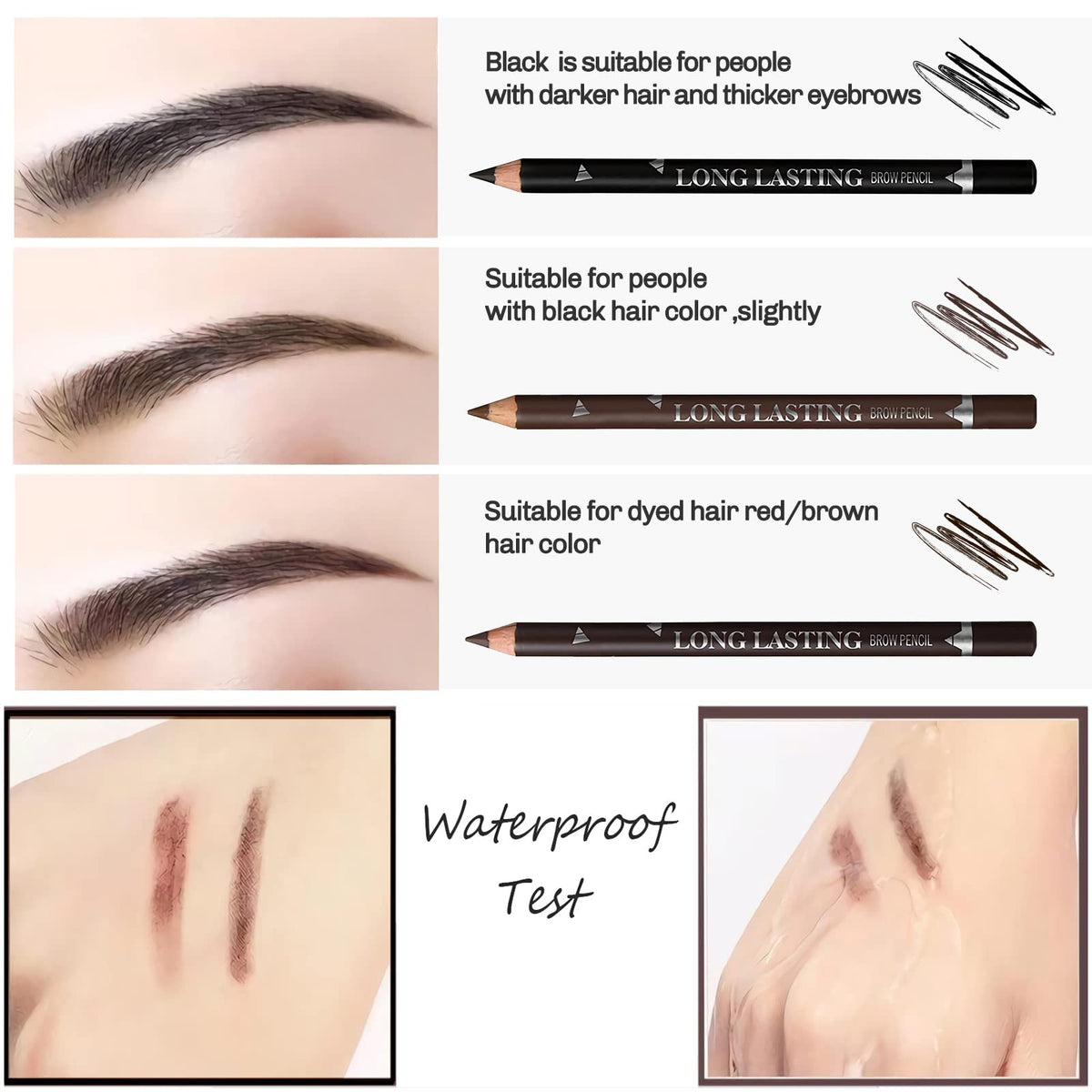 Model applying SUMEITANG eyebrow pencil