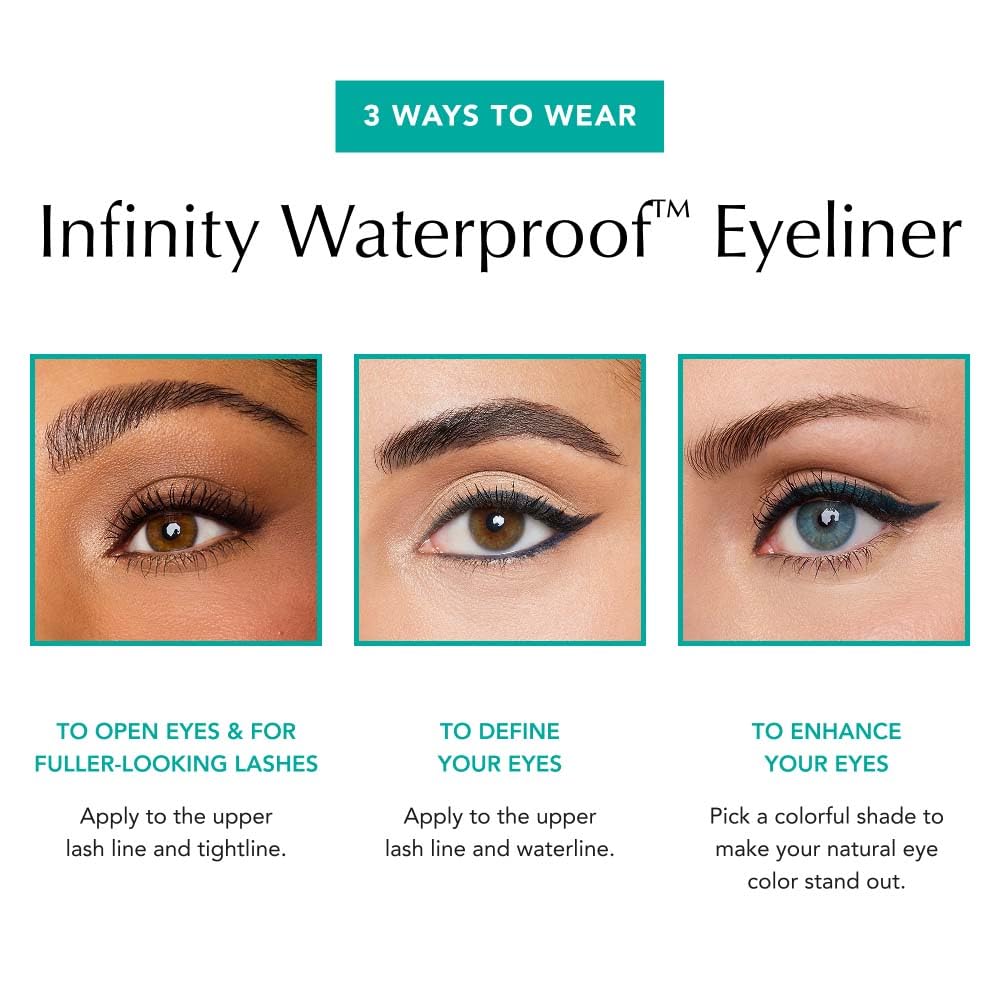 Model applying Thrive Causemetics Infinity Waterproof Eyeliner Pencil