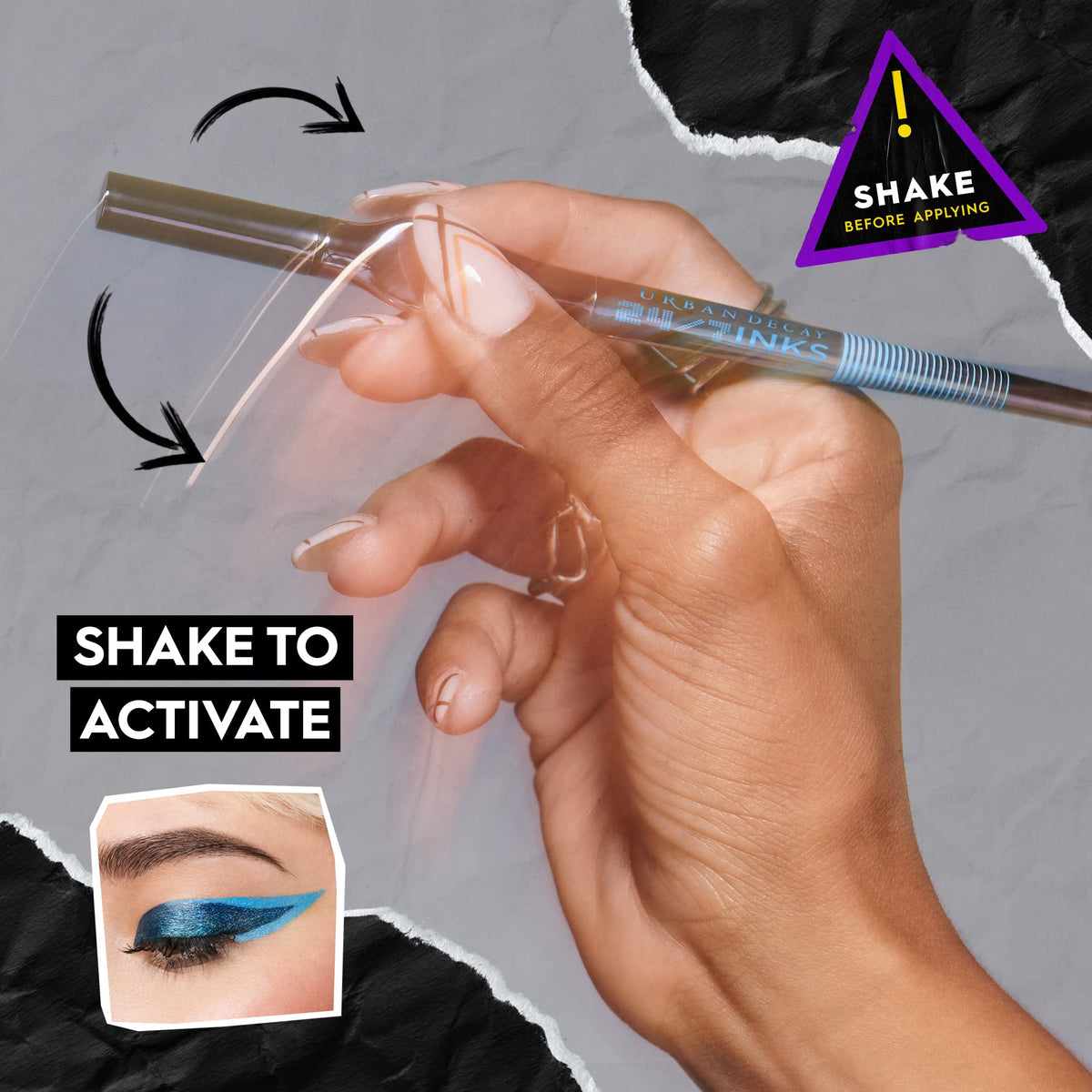 Model applying URBAN DECAY 24/7 Inks Liquid Matte Eyeliner