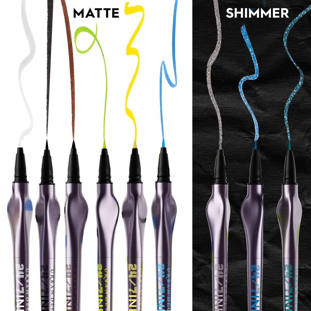 Model applying URBAN DECAY 24/7 Inks Liquid Shimmer Blue Eyeliner