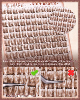 Model applying wtvane Brown Lash Clusters