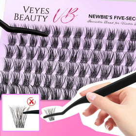 Model showcasing lashes applied with VEYESBEAUTY Bomb Lash Clusters