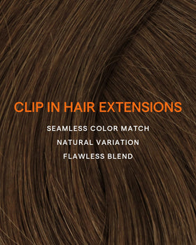 Model styling Full Shine Clip in Hair Extensions with heat tools