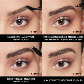 Model using NYX Lift & Snatch Eyebrow Tint Pen for defined brows