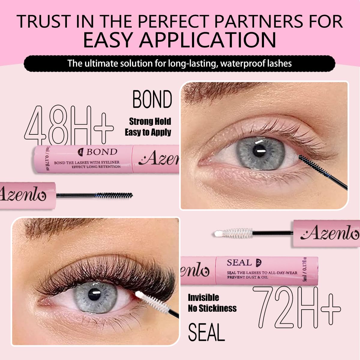 Model wearing Azenlo lash clusters for a dramatic look