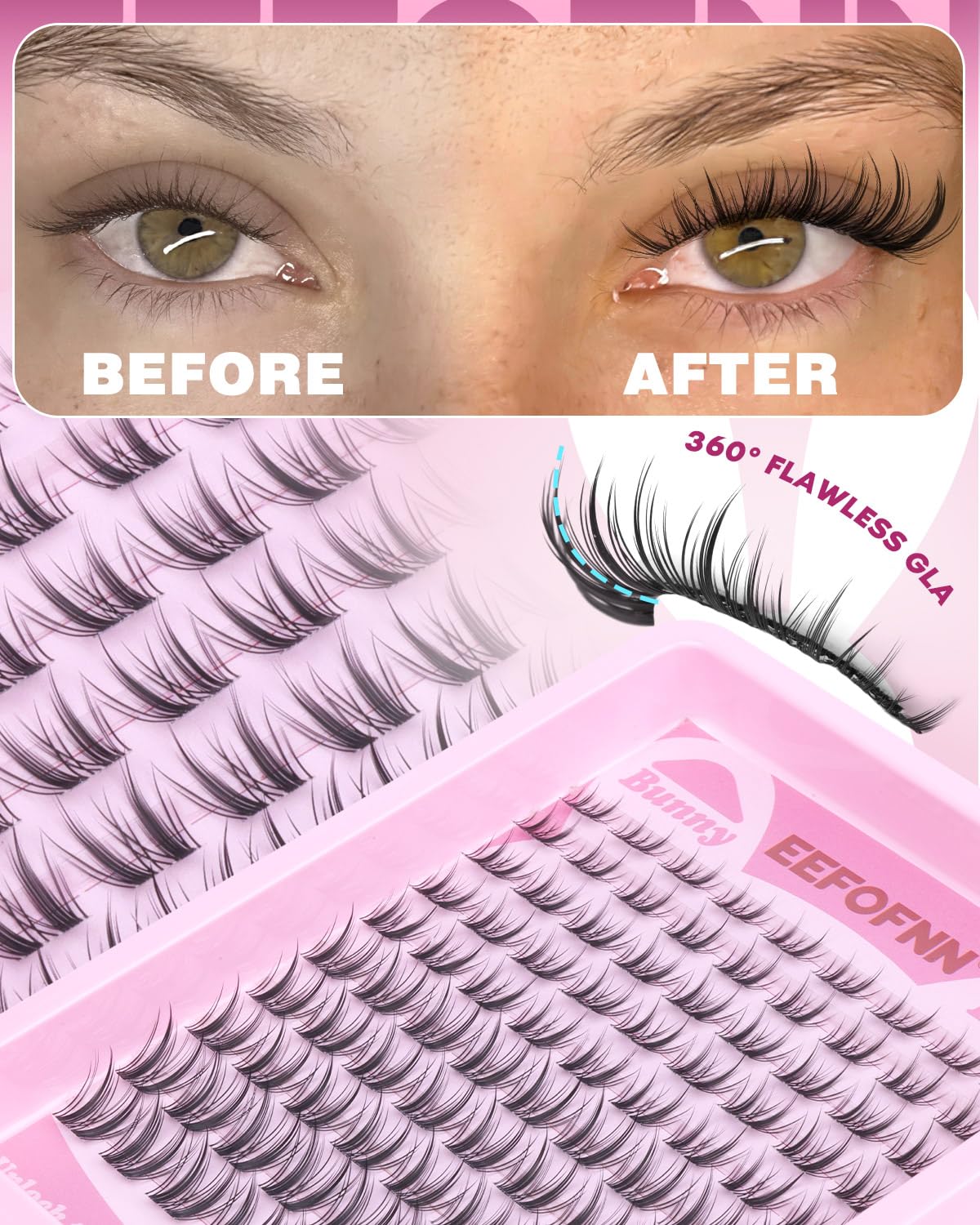 Model wearing Eefofnn Lash Clusters for a natural look