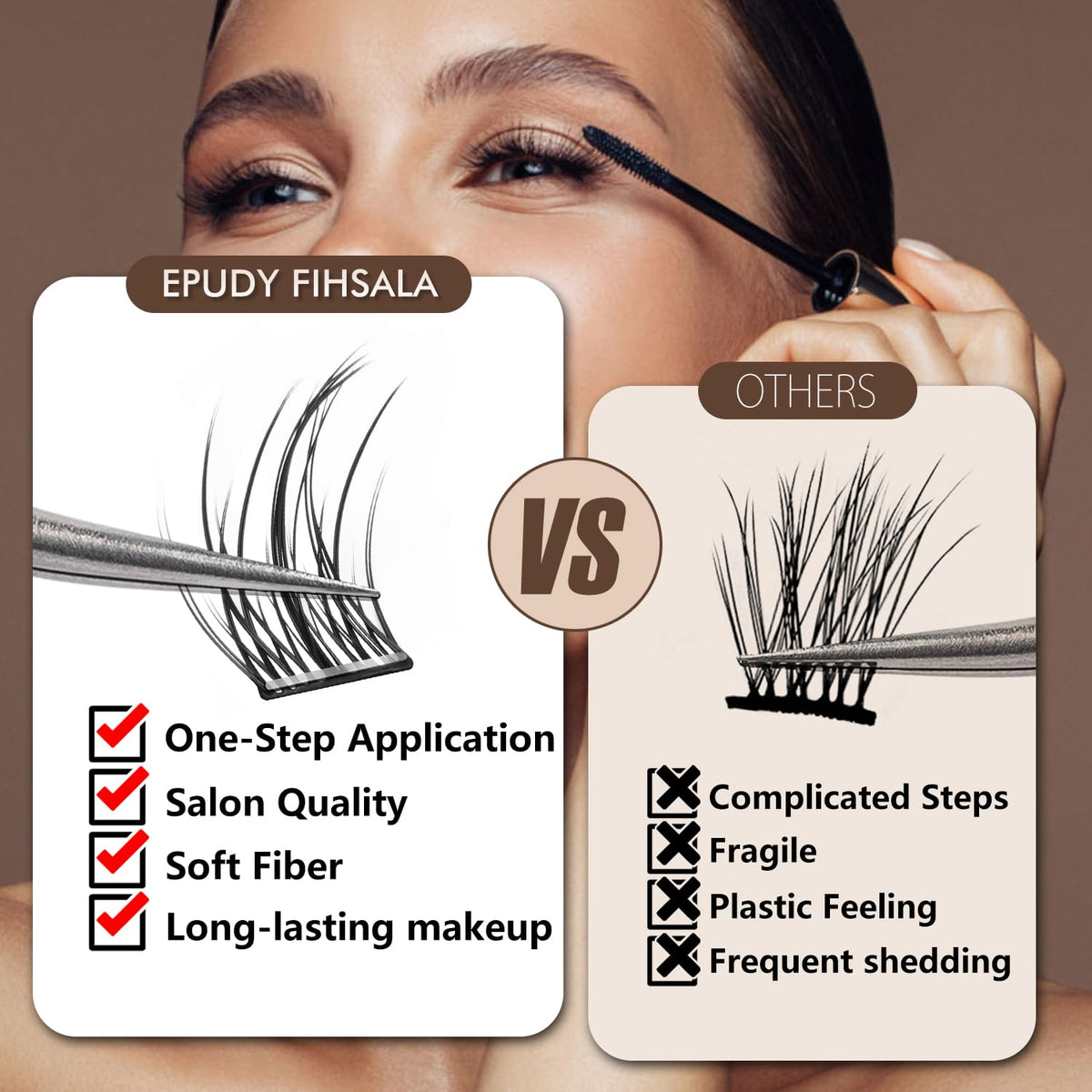 Model wearing EPUDY FIHSALA Spike Lash Clusters