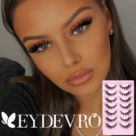 Model wearing EYDEVRO False Eyelashes for a dramatic look
