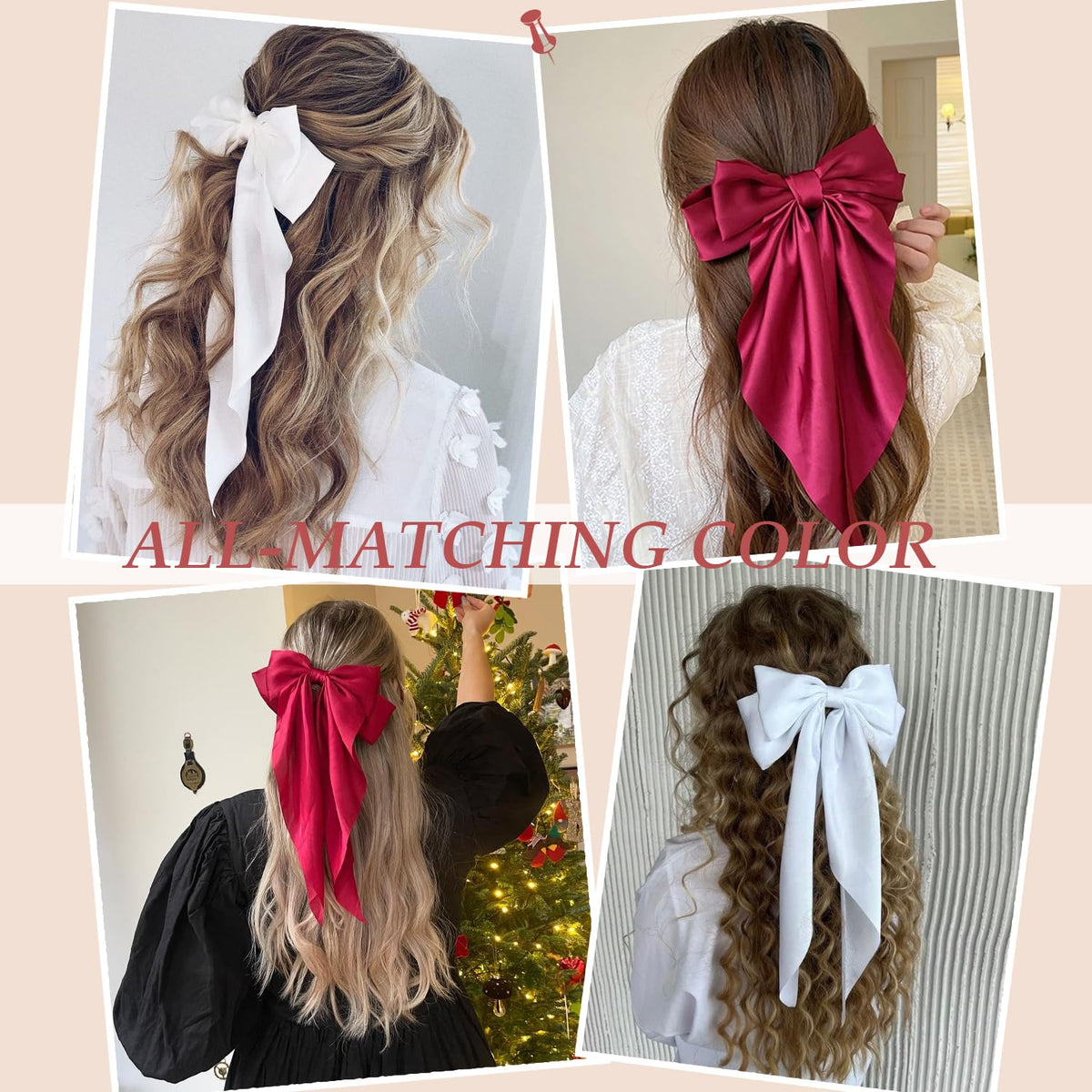 Model wearing FDBJulyy hair bow clip in a casual style