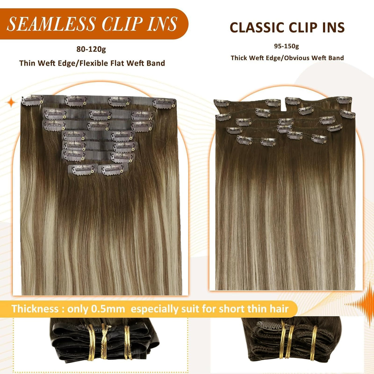 Model wearing Full Shine Balayage Clip in Extensions styled in waves