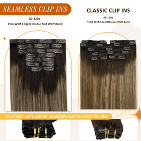 Model wearing Full Shine Clip In Hair Extensions 20 Inch Balayage