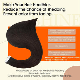 Model wearing Full Shine Tape In Extensions in Dark Brown