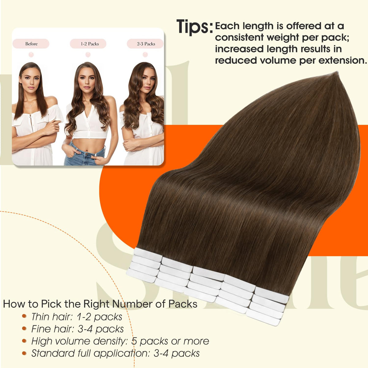 Model wearing Full Shine Tape In Extensions Medium Brown