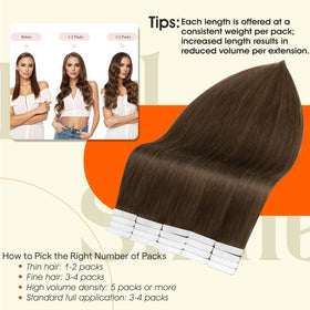 Model wearing Full Shine Tape In Extensions Medium Brown