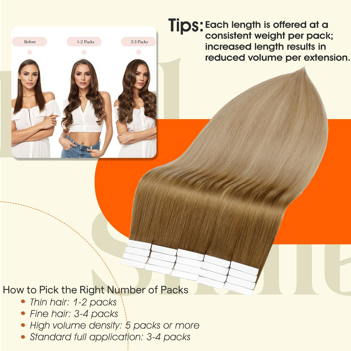 Model wearing Full Shine Tape In Hair Extensions