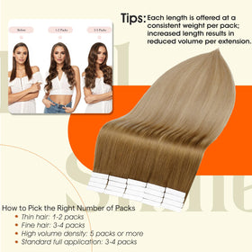 Model wearing Full Shine Tape In Hair Extensions