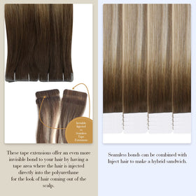 Model wearing Full Shine Tape In Hair Extensions styled