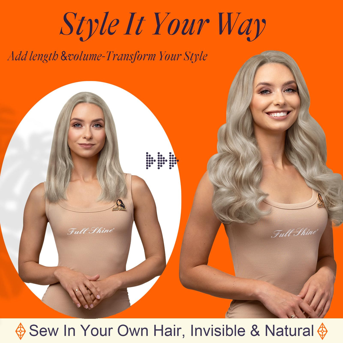 Model wearing Full Shine Weft Hair Extensions