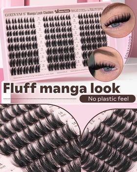 Model wearing Goddvenus Manga Lash Clusters for a dolly look