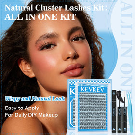 Model wearing KevKev lash clusters for a natural look
