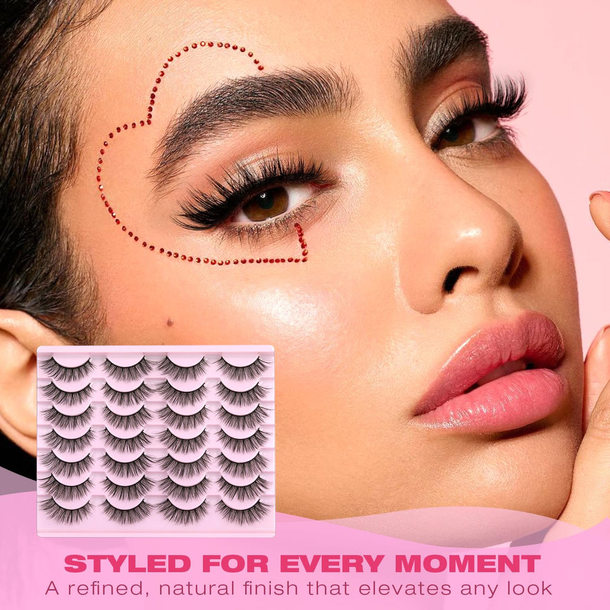 Model wearing Kiromiro 14mm cat eye false eyelashes
