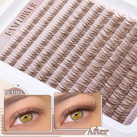 Model wearing LANFLOWER brown lash clusters for a natural look