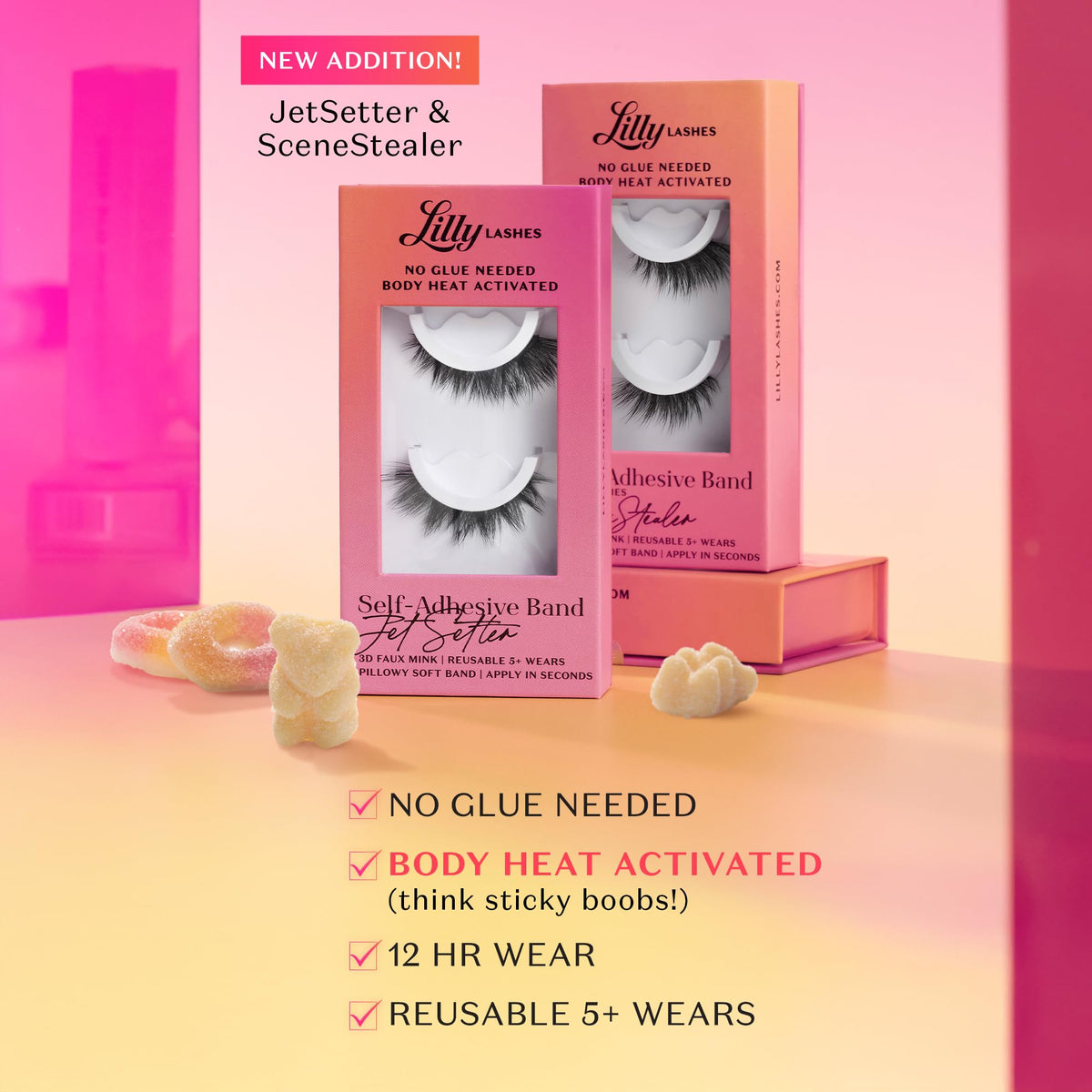 Model wearing Lilly Lashes 3D Self Adhesive Eyelashes JetSetter
