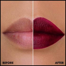 Model wearing NYX Lip Lingerie XXL Matte Liquid Lipstick