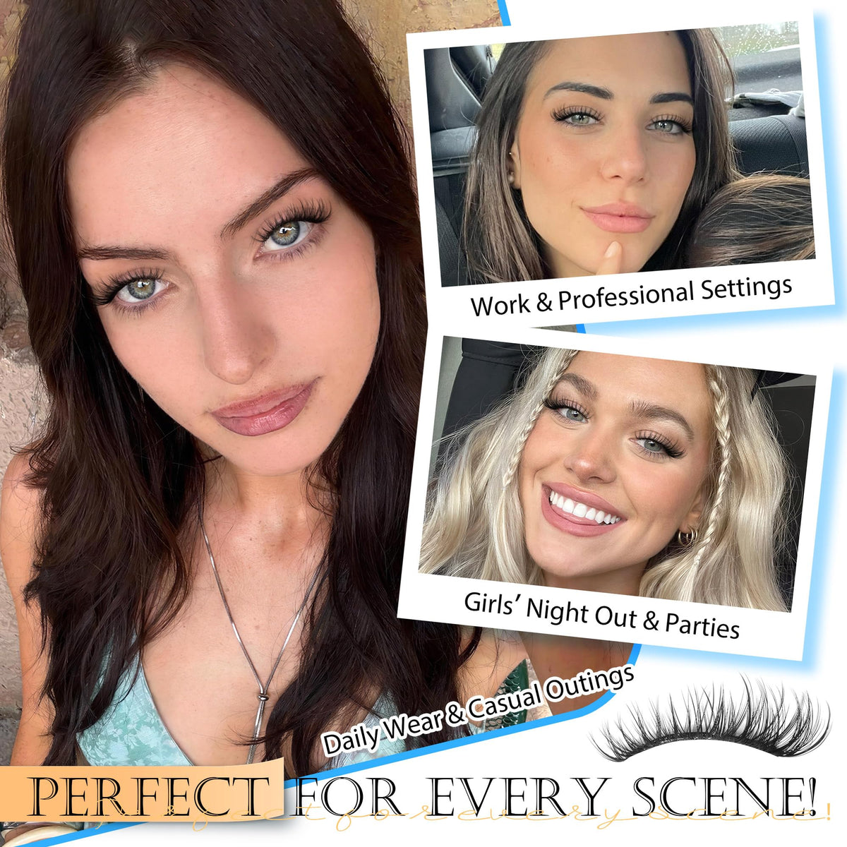 Model wearing PHKERATA Wispy Lash Clusters for natural look