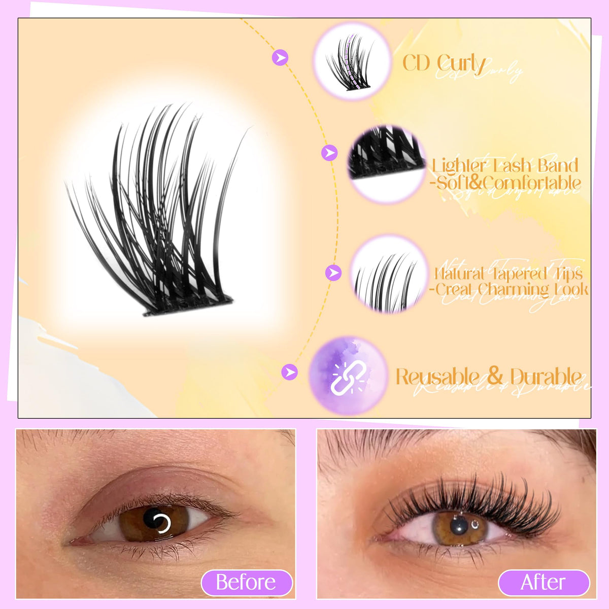 Model wearing Ruairie Lash Clusters in natural setting