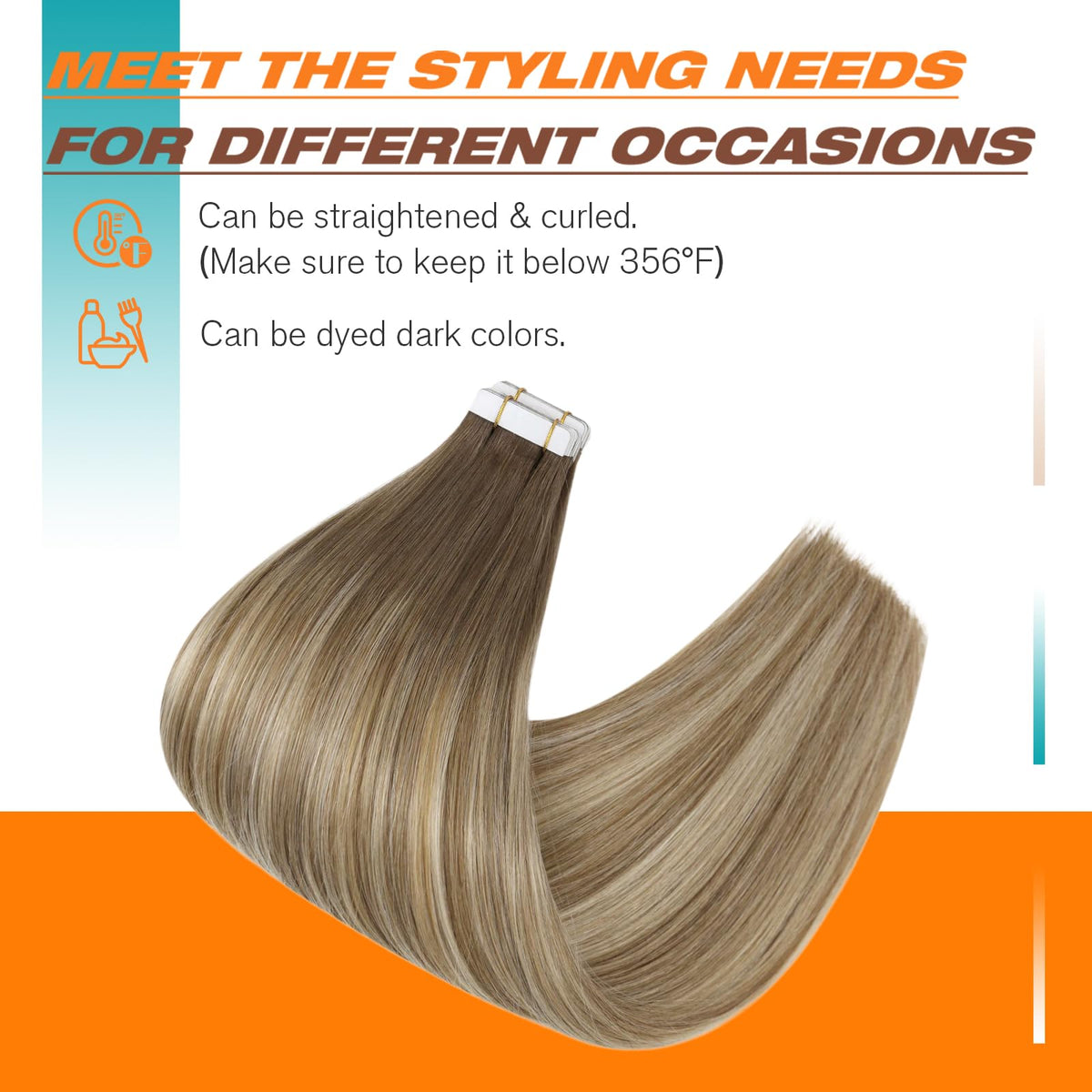 Model wearing Sunny Hair Tape in Hair Extensions styled in waves