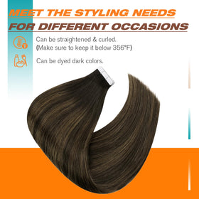Model wearing Sunny Hair Tape in Hair Extensions styled wavy