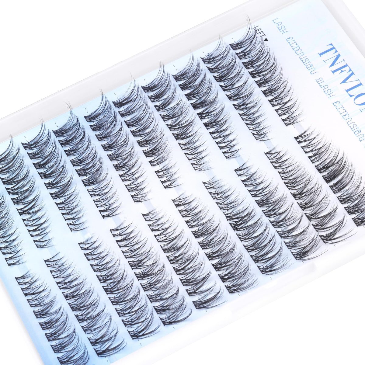 Model wearing TNFVLONEINS Wispy Cluster Eyelash Extensions