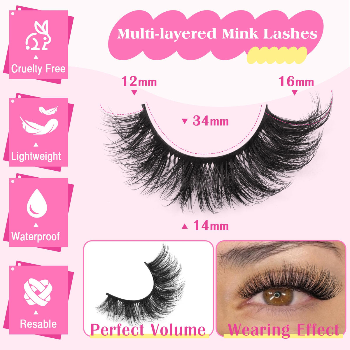 Model wearing TNFVLONEINS wispy lashes showcasing cat eye effect