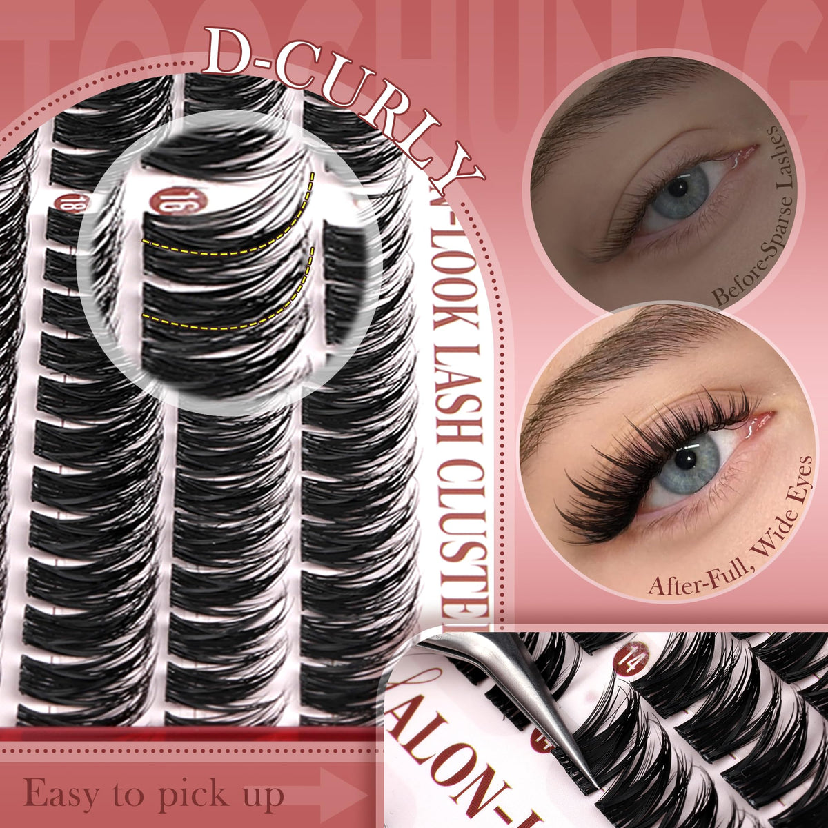 Model wearing TOOCHUNAG anime-style lash clusters