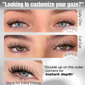 Model wearing Yawamica Flaunt Lash Clusters for a dramatic look