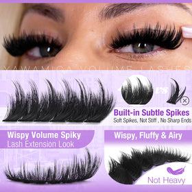 Model wearing Yawamica fluffy lash clusters