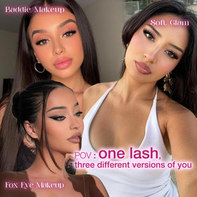 Model wearing Yawamica lash clusters showcasing full eye look