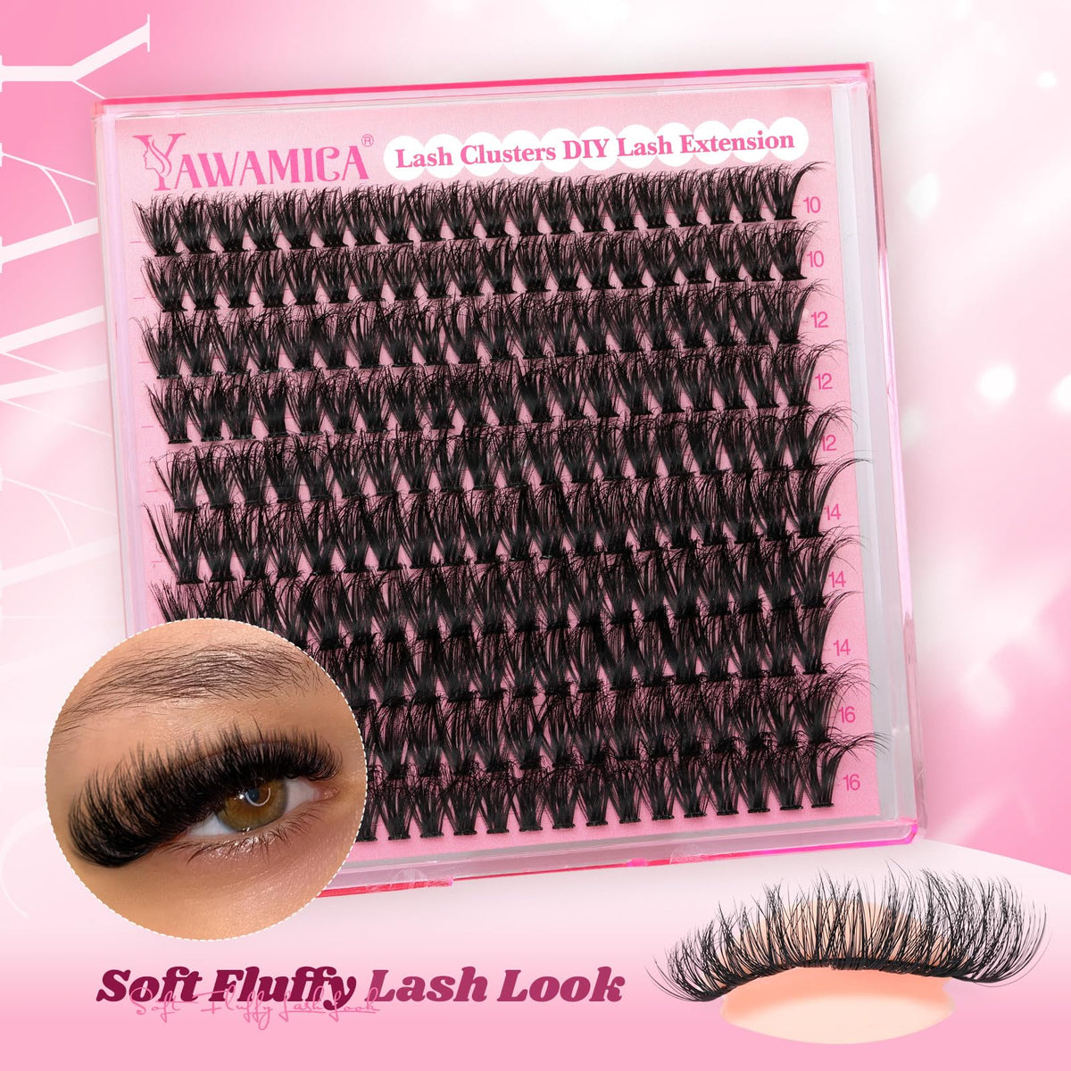 Model wearing Yawamica Natural Fluffy Lash Clusters
