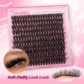 Model wearing Yawamica Natural Fluffy Lash Clusters