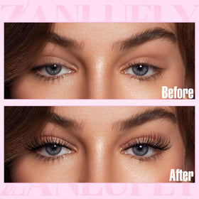 Model wearing zanlufly Wispy Eyelash Clusters for a natural look