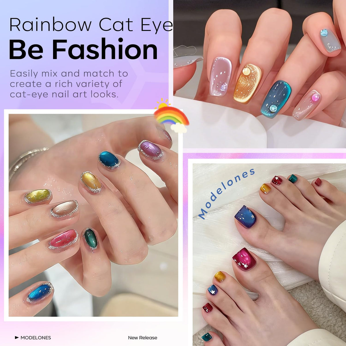 modelones 12Pcs Cat Eye Gel Nail Polish bottles close-up